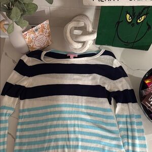 Lilly Pulitzer Navy and Light Blue Striped Sweater